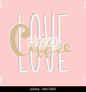 Coffee typography sign. Coffee text for decoration, shop, cup, machine. Cafe sign template. Caffeine lettering hand drawn. Calligraphy for coffee logo Stock Vector