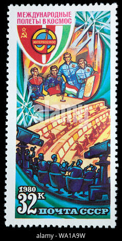 Soviet-Hungarian Space Flight, Intercosmos Space Program, postage stamp, Russia, USSR, 1980 Stock Photo