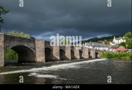 Crickhowell Bridge over the River Usk at the village of Crickhowell in the Brecon Beacons, Powys, Wales Stock Photo