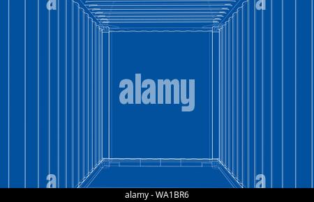 Cargo container. Wire-frame style Stock Vector