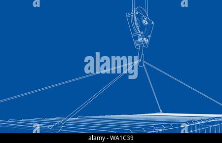 Cargo container. Wire-frame style Stock Vector