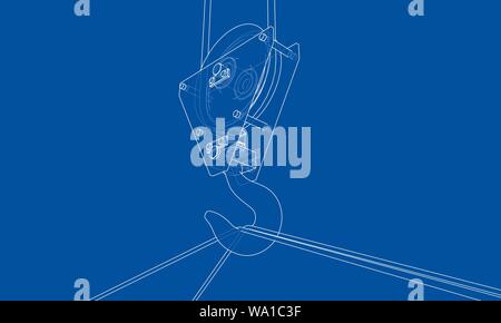 Cargo container. Wire-frame style Stock Vector