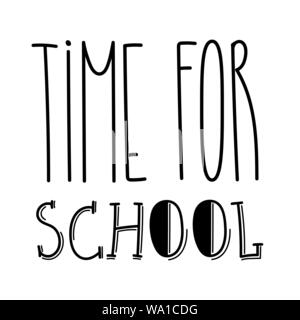 School typography sign for children. Start of the educational season, year, semester. Hand drawn unique lettering design for kids. Back to school text Stock Vector