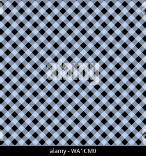 Gingham seamless blue and black pattern. Texture from squares for plaid, tablecloths, clothes, shirts, dresses, paper, bedding, blankets, quilts and o Stock Vector