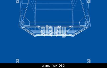 Cargo container. Wire-frame style Stock Vector