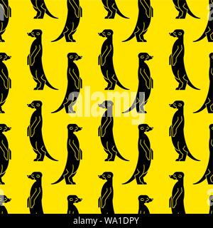 Meerkat pattern seamless. Small mongoose background. Baby cloth texture. vector ornament Stock Vector