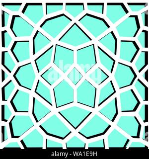 Seamless geometric vector pattern in oriental style turquoise black color Stock Vector