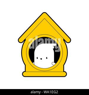 Bird in Birdhouse cartoon. Birdie in home. Vector illustration Stock Vector