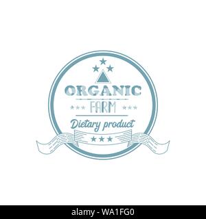 Organic farm food. Eco Dietary product blue stamp Stock Vector
