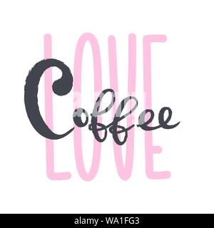 Coffee typography sign. Coffee text for decoration, shop, cup, machine. Cafe sign template. Caffeine lettering hand drawn. Calligraphy for coffee logo Stock Vector