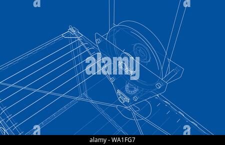 Cargo container. Wire-frame style Stock Vector