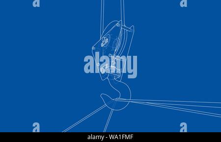 Cargo container. Wire-frame style Stock Vector