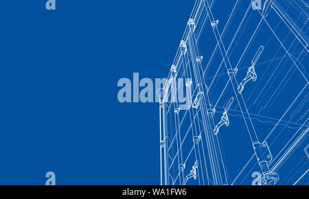 Cargo container. Wire-frame style Stock Vector