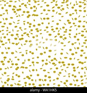 seamless pattern golden coins confetti rain on white background vector illustration EPS10 Stock Vector
