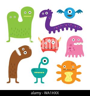 Cool monsters icons collection. Isolaet object. Vector illustration Stock Vector