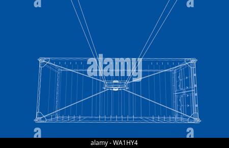 Cargo container. Wire-frame style Stock Vector