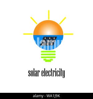 Solar electric light bulb logo template. Solar panel and solar vector design. Illustration of renewable energy Stock Vector