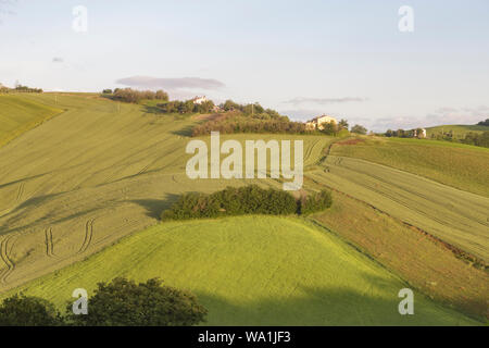 The rolling landscape of Le Marche in Italy. Stock Photo