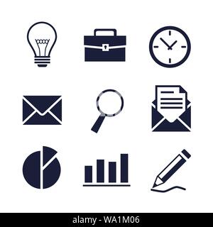 Set of vector business and office icons. Isolated elements. Stock Vector
