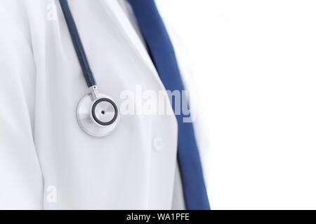 Doctor with stethoscope, close-up. Stock Photo