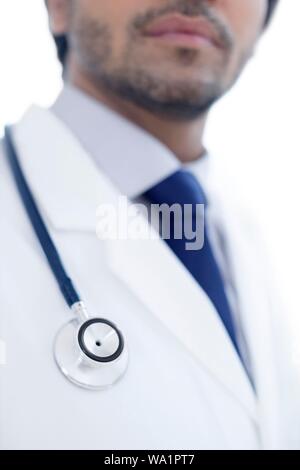 Doctor with stethoscope, close-up. Stock Photo