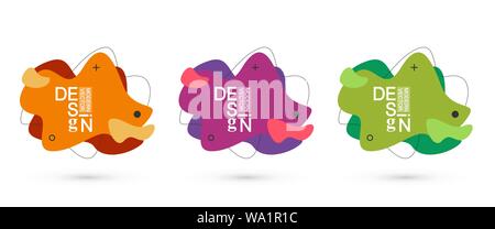 Colorful abstract geometric shapes set for banner web, app, flyer, presentation, poster. Vector bright template banners. Modern badges design isolated Stock Vector