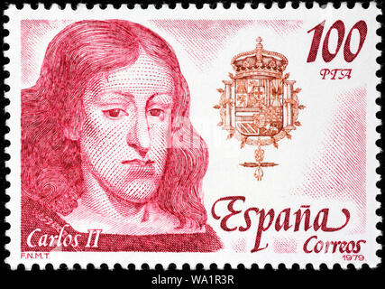 Charles II (1661-1700), King of Spain, Habsburg, postage stamp, Spain, 1979 Stock Photo