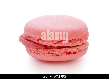 Fresh bright colored of Macarons, Sweet and colorful french macaroons isolated on white background with clipping path. Stock Photo