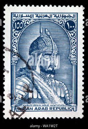 Khalid ibn al-Walid (585-642), Muslim general, postage stamp, Syria, 1970  Stock Photo - Alamy