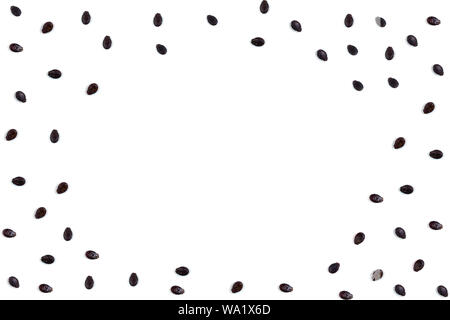 Black seed pattern isolated on white background, Flat lay, Top view. Stock Photo