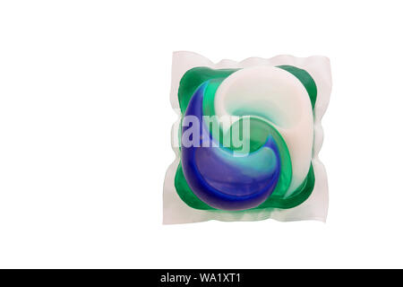 Laundry gel, Washing gel capsule pod for laundry detergent isolated on white background with clipping path. Stock Photo