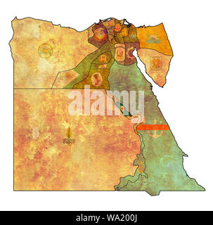 Sohag territory and flag on map of administrative divisions of egypt with borders of Governorates Stock Photo