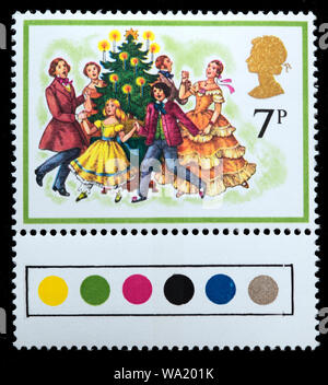 Carol Singing, Happy Christmas, postage stamp, UK, 1978 Stock Photo