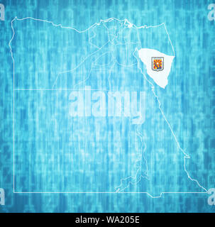 South Sinai territory and flag on map of administrative divisions of egypt with borders of Governorates Stock Photo