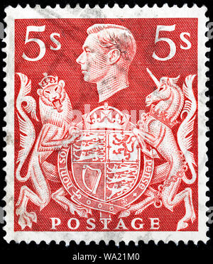 King George VI (1895-1952), Coat of arms, postage stamp, UK, 1939 Stock Photo