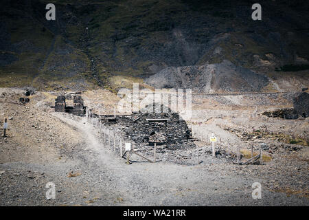 A stylised view of the abandoned Cymystwyth Lead Mine in Ceredigion, Wales, on the National Cycle Route 81 Stock Photo