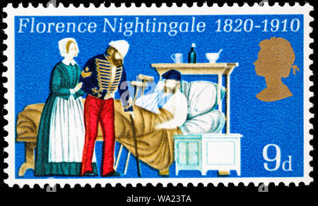 Florence Nightingale (1820-1910), English social reformer and statistician, postage stamp, UK, 1970 Stock Photo