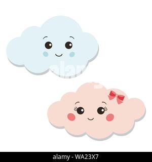 Clouds emoji icons vector set isolated on white background