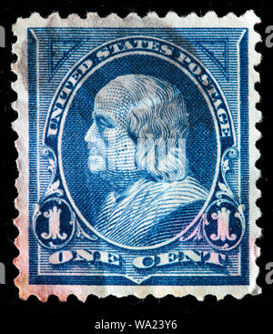 Benjamin Franklin (1706-1790), postage stamp, USA, 1894 Stock Photo