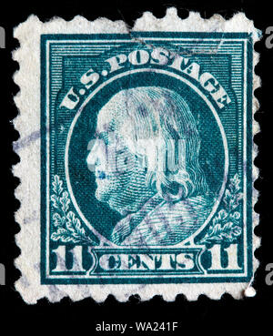 Benjamin Franklin (1706-1790), postage stamp, USA, 1915 Stock Photo