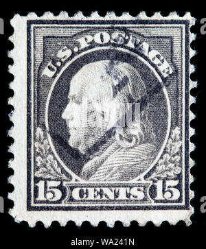 Benjamin Franklin (1706-1790), postage stamp, USA, 1917 Stock Photo