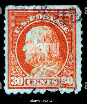 Benjamin Franklin (1706-1790), postage stamp, USA, 1917 Stock Photo