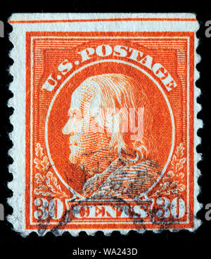 Benjamin Franklin (1706-1790), postage stamp, USA, 1917 Stock Photo