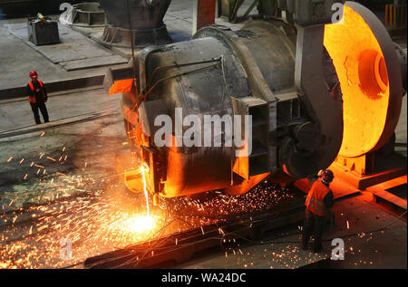 Spray of molten steel splash Stock Photo