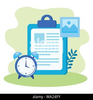 alarm clock with checklist icon Stock Vector