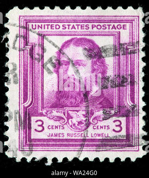 James Russell Lowell (1819-1891), American Romantic poet, postage stamp, USA, 1940 Stock Photo