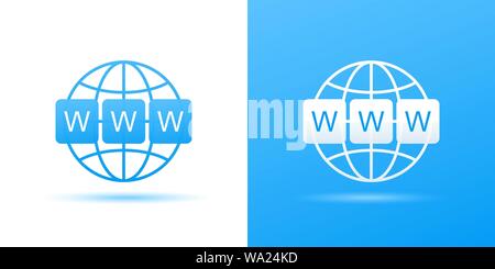 World wide web symbol. WWW icon. Website symbol. Computer keyboard keys. Globe with text www. Internet website concept. Vector illustration eps 10 Stock Vector