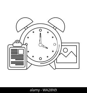 alarm clock with checklist icon Stock Vector