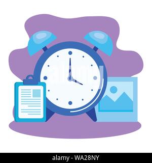 alarm clock with checklist icon Stock Vector