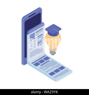 graduation certificate with hat on white background Stock Vector